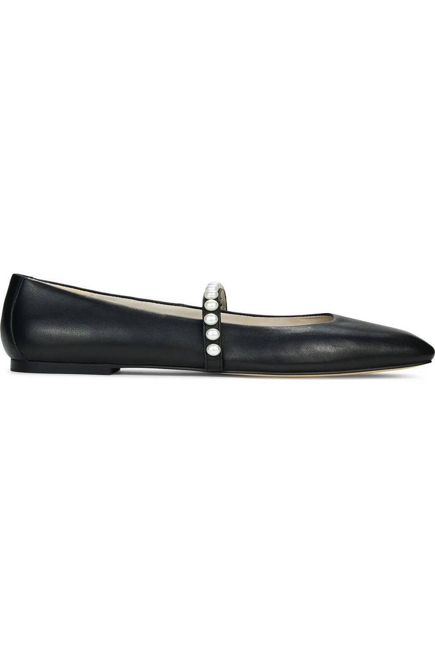 NEW YOSI SAMRA women's cara faux pearl mary jane flat in black